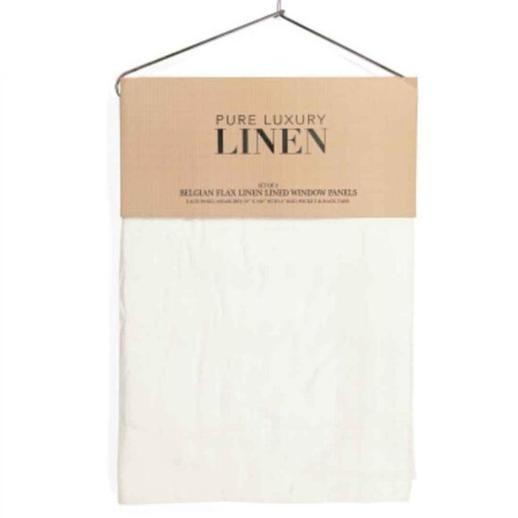 2 Pure Luxury 50W x 108L White Linen LINED Curtains RETAILS $189